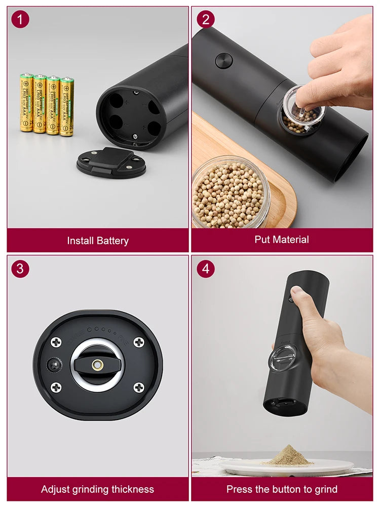 Molino Eléctrico de Pimienta – Precisión y Comodidad con un Solo Toque